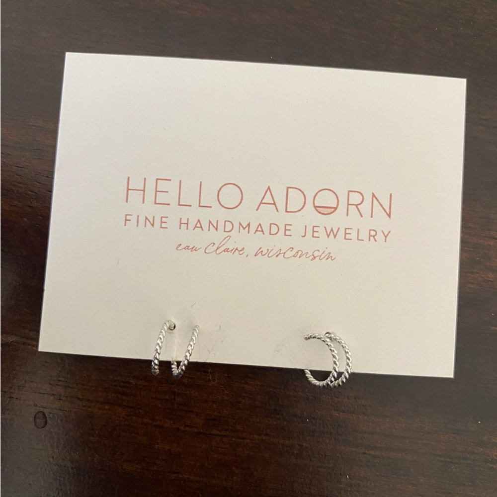 Hello Adorn Silver Twisted Hoop Earrings